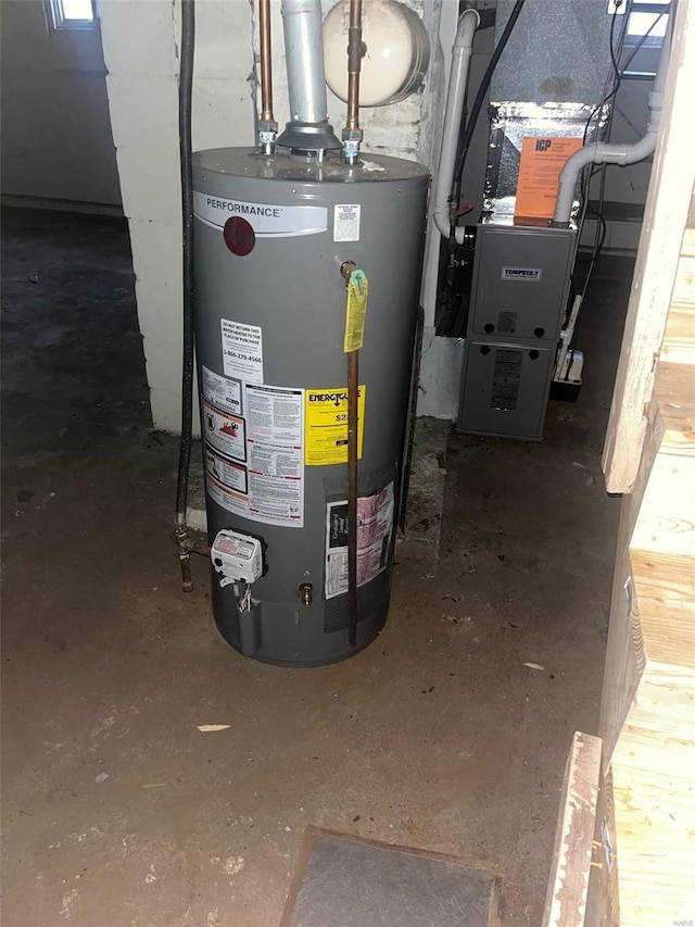 utility room with water heater