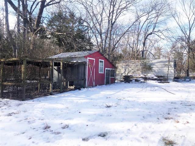 view of snow covered structure