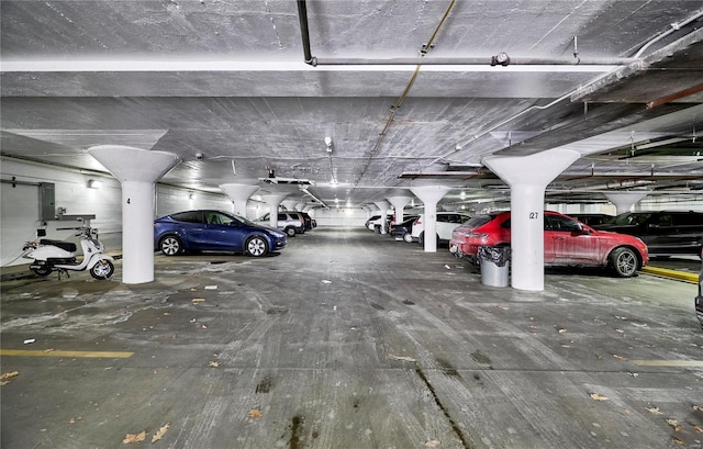 parking garage with electric panel