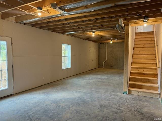 basement with a wealth of natural light