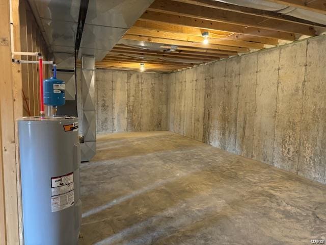 basement with water heater