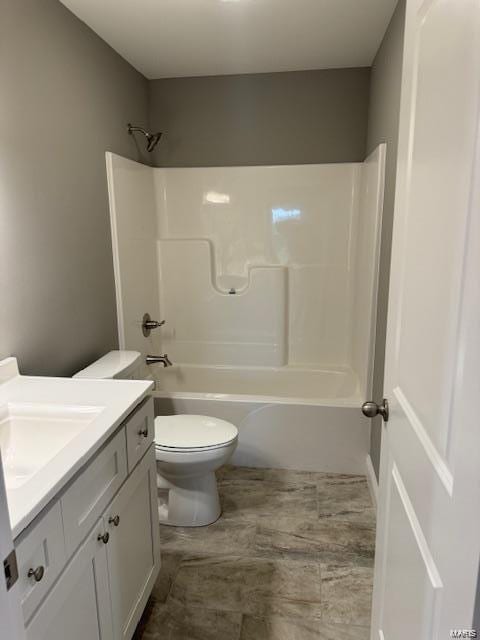 full bathroom with toilet, shower / tub combination, and vanity