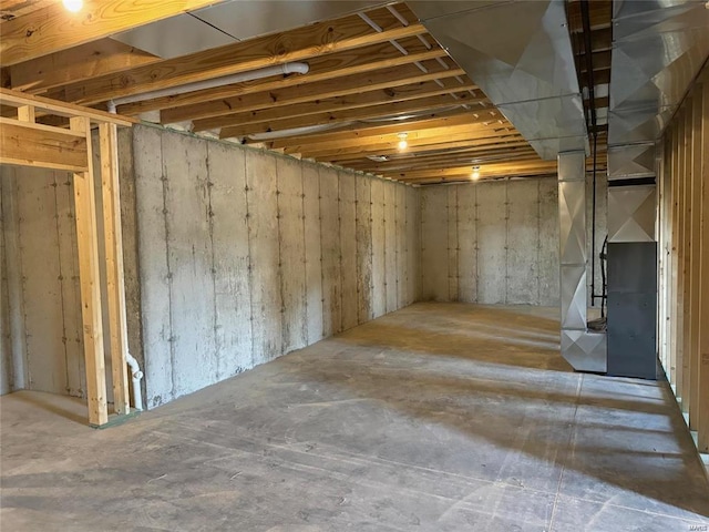 basement with heating unit