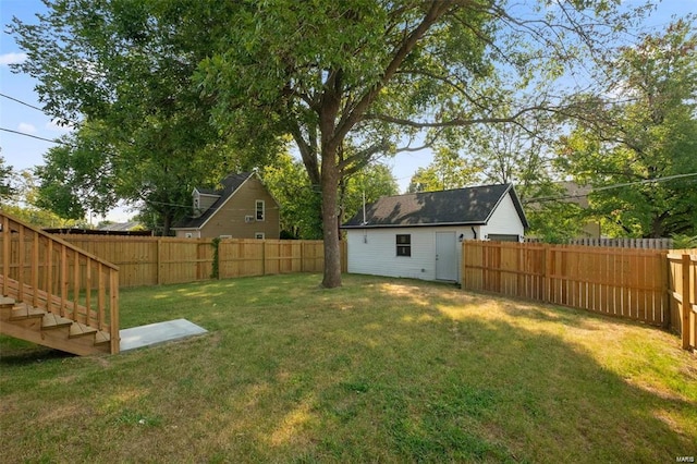 view of yard with a fenced backyard