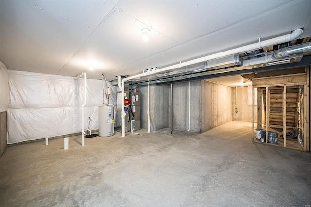 basement with electric water heater