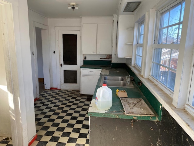 kitchen with white cabinetry and sink