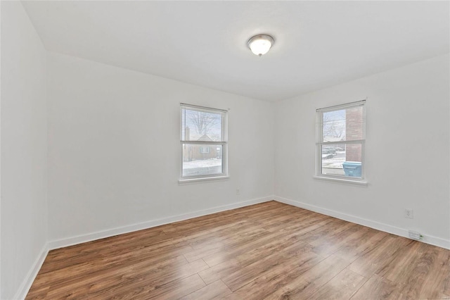 empty room featuring a wealth of natural light and wood-type flooring