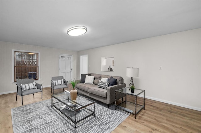 living room with hardwood / wood-style flooring