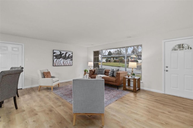 living room featuring light wood-type flooring