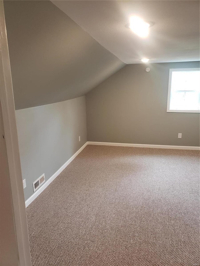 additional living space with carpet and vaulted ceiling