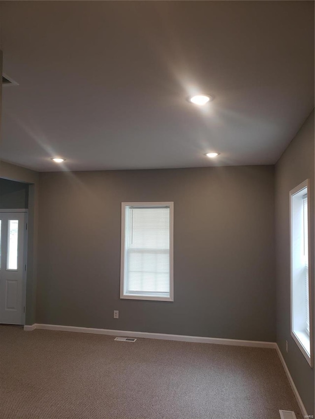 carpeted empty room featuring a wealth of natural light