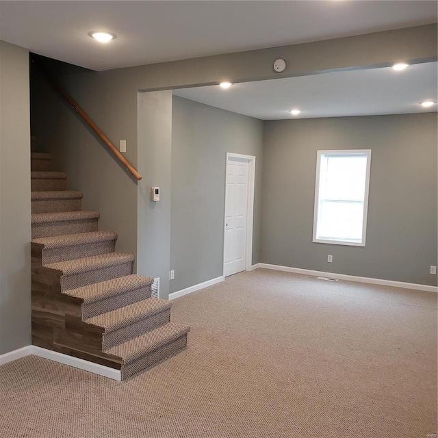 basement with carpet