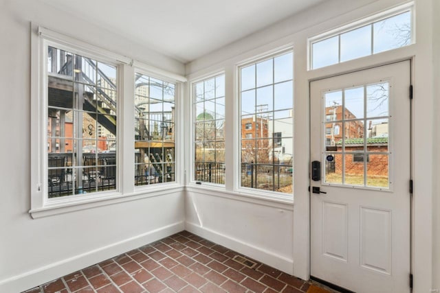 view of unfurnished sunroom