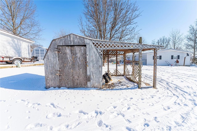 view of snow covered structure