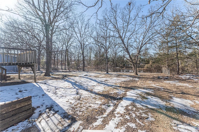 view of yard covered in snow