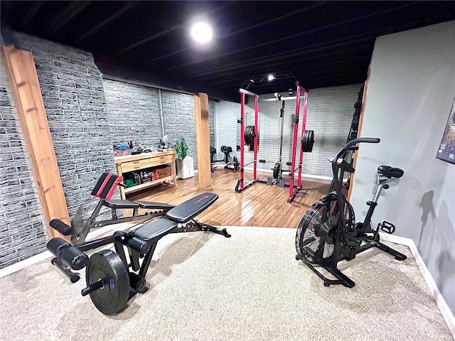 exercise area featuring carpet floors