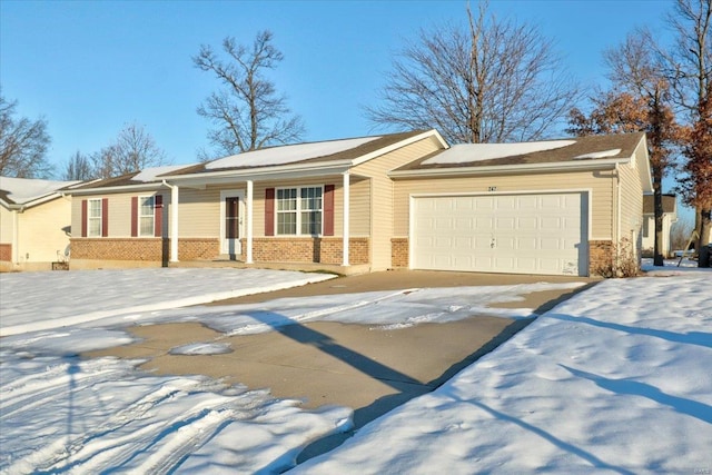 single story home with a garage