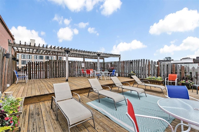 wooden terrace with a pergola