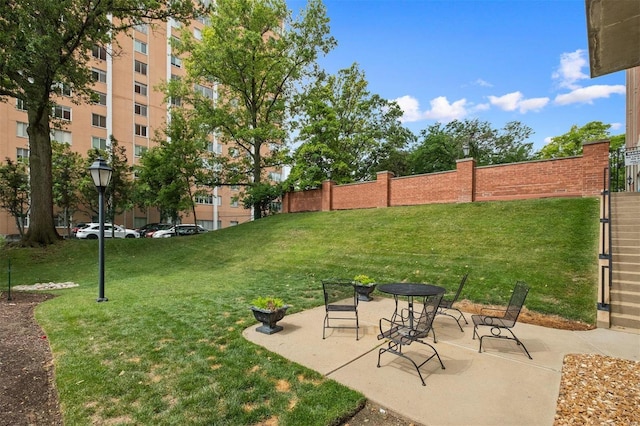 view of yard with a patio area