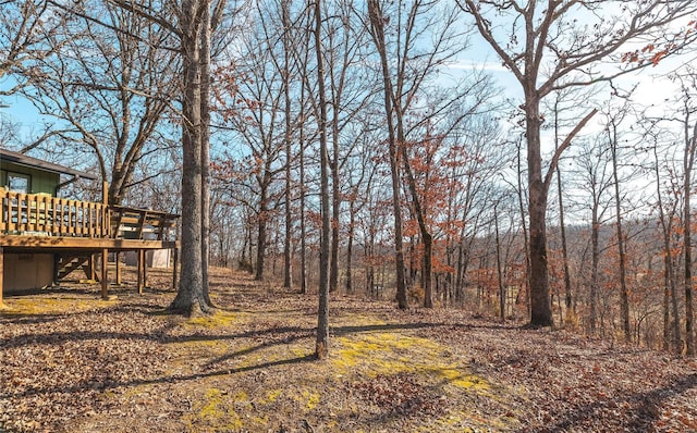 view of yard with a wooden deck