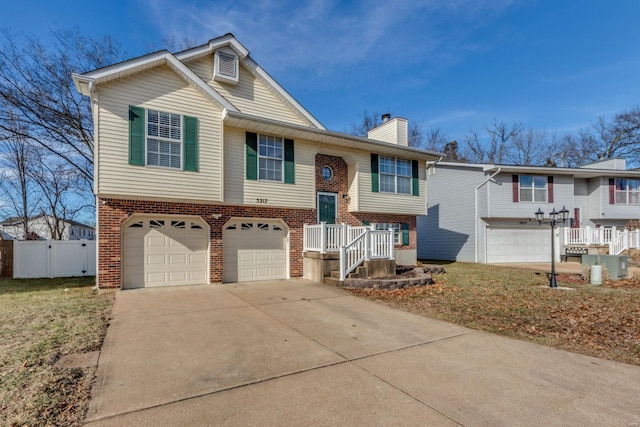 raised ranch with a garage