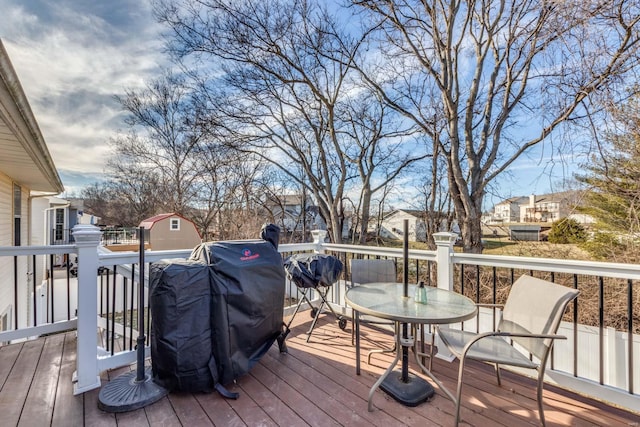 deck featuring grilling area