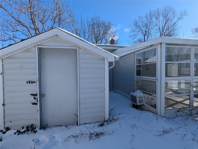 view of snow covered structure