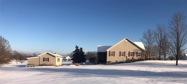 view of snow covered exterior