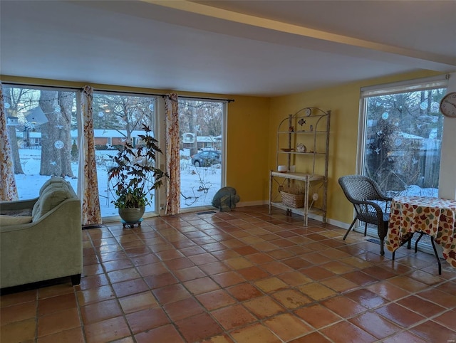 sitting room with tile patterned flooring