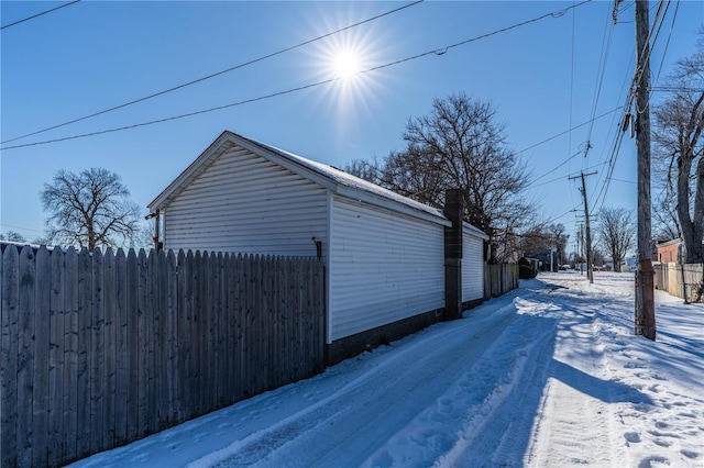 view of snow covered property