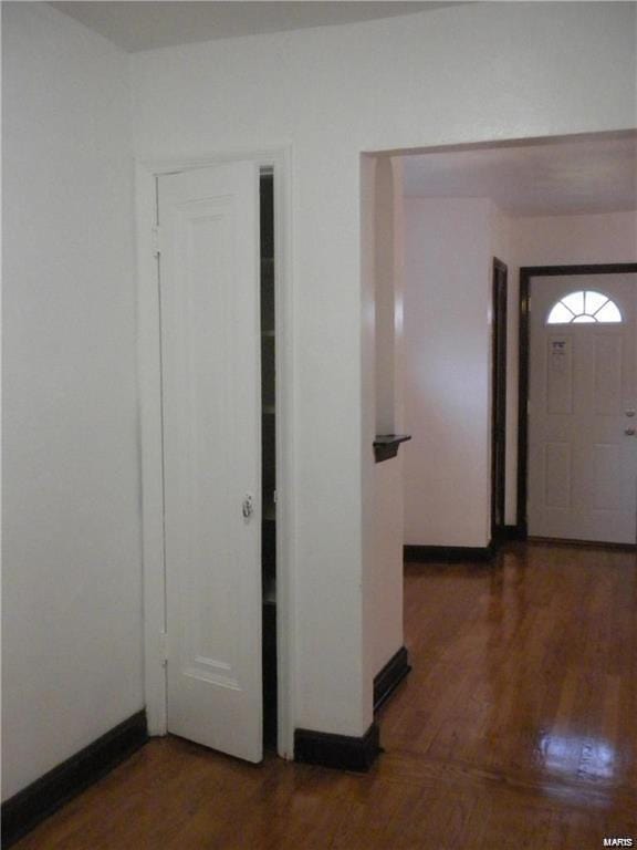 foyer entrance featuring dark hardwood / wood-style floors