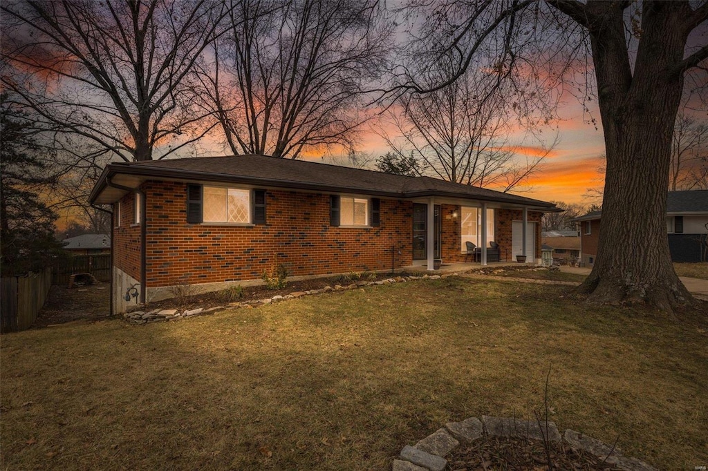 exterior space featuring a yard