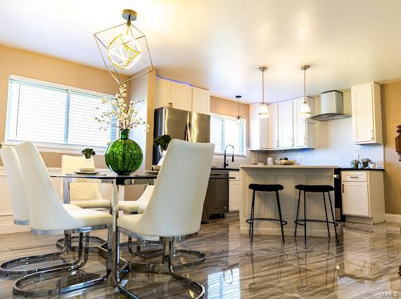 dining area with sink