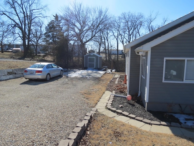 view of yard with a storage unit