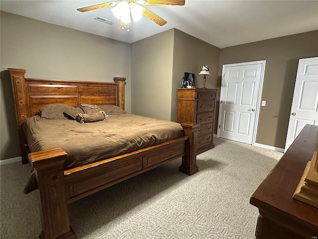 bedroom with carpet floors and ceiling fan