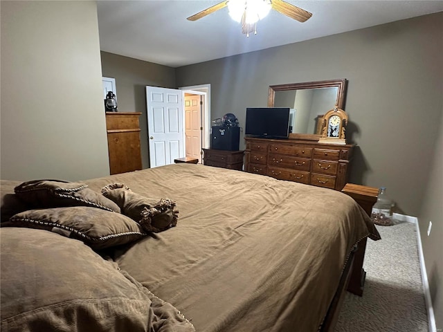 bedroom with carpet flooring and ceiling fan