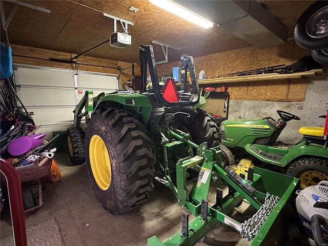 garage with a garage door opener