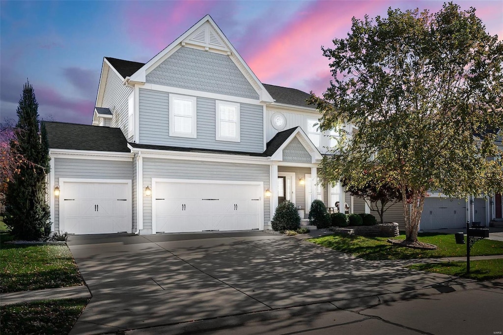 view of front of house with a garage