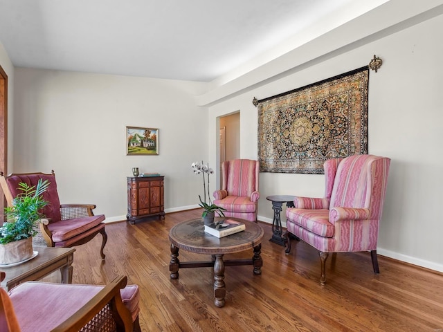 sitting room featuring hardwood / wood-style floors