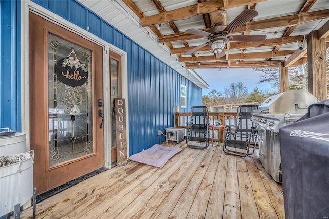 deck featuring ceiling fan