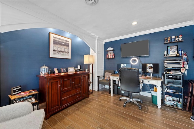 office featuring crown molding