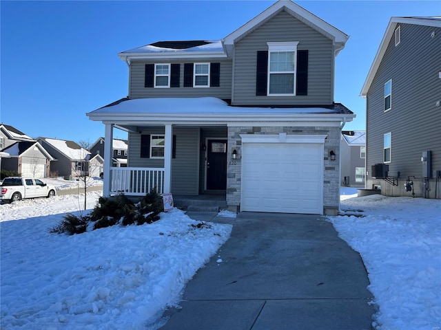 front of property with a garage