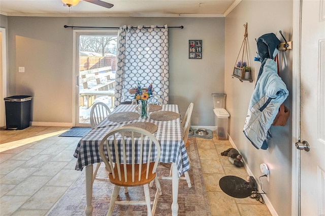 dining room with crown molding