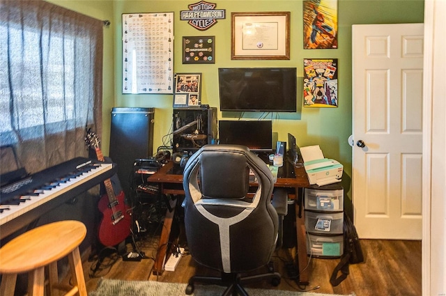 home office featuring wood-type flooring