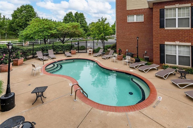 view of swimming pool with a patio