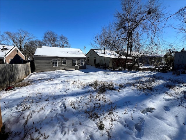 view of snow covered property