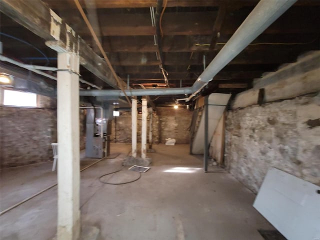 basement with heating unit