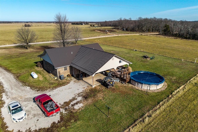 aerial view featuring a rural view