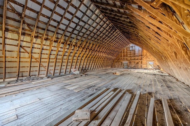 view of unfinished attic