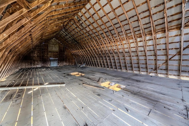 view of unfinished attic